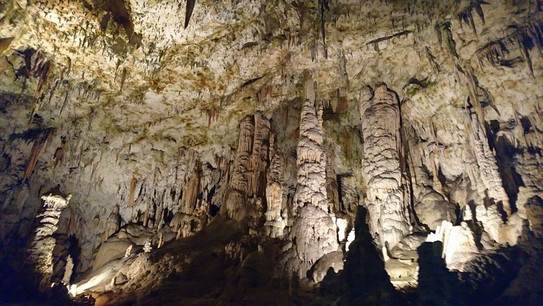 Dekoratives Bild einer Tropfsteinhöhle.